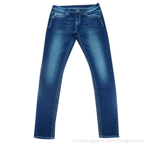 Women's denim jeans, fashionable design, embroidered and distressed